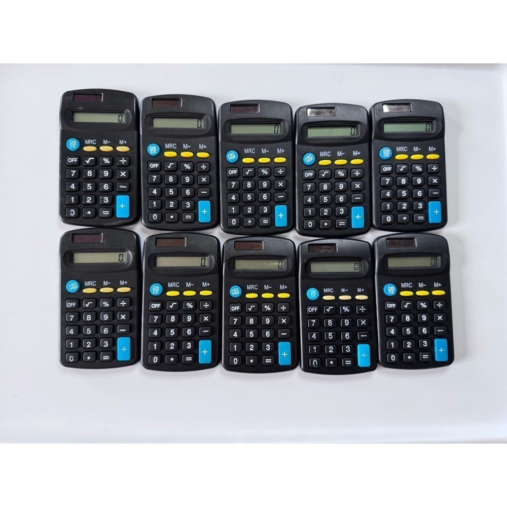 SMALL MINI POCKET CALCULATOR School Office 8 Digit Solar Power Set Of 10 Tested